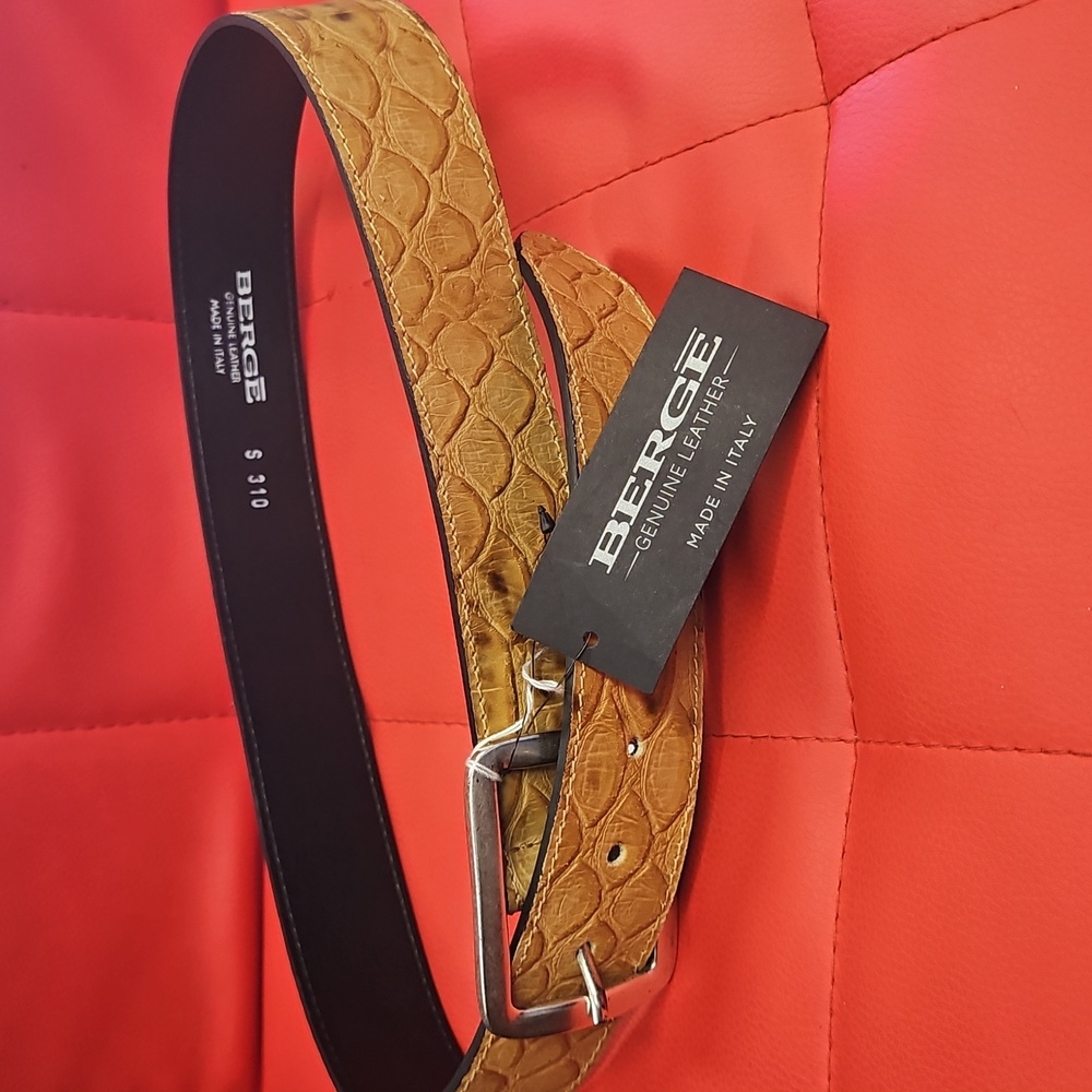 Erge Tan Croc-Embossed Leather Belt